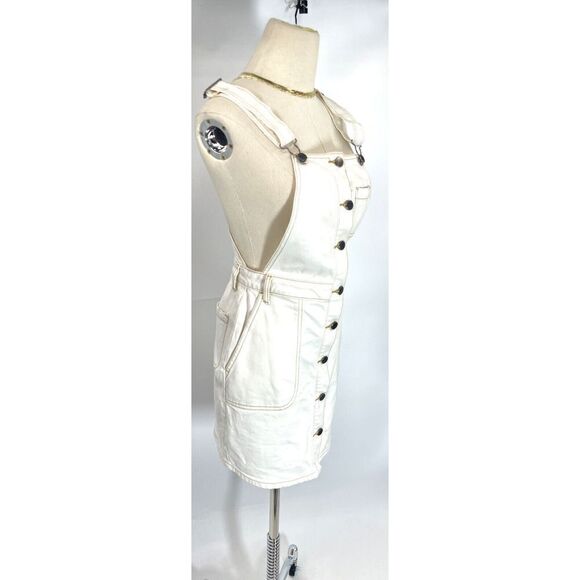 RVCA White Denim Overall Skirt Dresses Size XS Pockets  Conquer - Picture 4 of 17